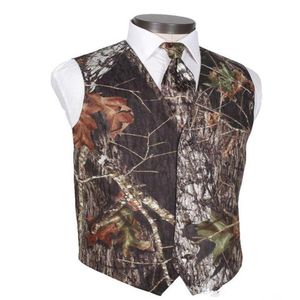 2019 Men Camo Printed Groom Vests Wedding Vests Realtree Spring Camouflage Slim Fit Mens Vests 2 Pieces set Vest Tie Custom Made287R