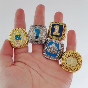 5PCS 1993 2005 2009 2017 North Carolina Tar Heels National Championship Ring Sport souvenir Fan Promotion Gift whole Drop Ship294Z