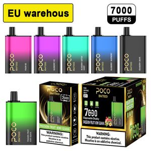 Armazém da UE EUA Poco BM7000 Descartável Vape Cigarro Eletrônico Vape Pen 7000 puffs E-cigarette Recarregável Mesh Coil 17ML 10 Flavors Device Vapor Pen