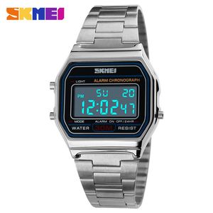 New Business Men Retro watch waterproof electronic watch fashion personality's watch thin strip relogio masculino digital SKMEI