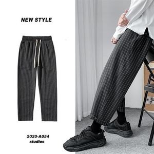 Privathinker Korean Men's Striped Harem Pants Streetwear Manカジュアルルーズズボン日本人男性ブラックグレーパンツプラスサイズ264D