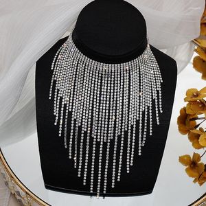 Choker Freetry Fashion Full Rhinestone długi naszyjnik z frędzl