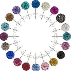 Saplama küpeleri 10 çift ışıltı kil rhinestone döşeme 10mm disko top kulağı