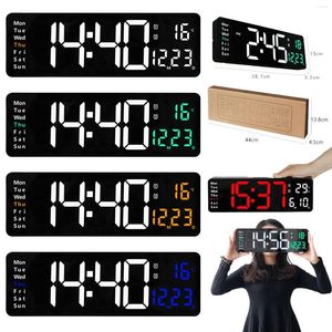 Wall Clocks Large Screen Wall-mounted Clock Remote Control Temp Date Week Display For Home Household Travel El Office Indoor