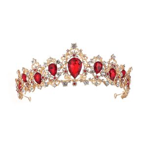 Copricapo Corona da sposa retrò Regina barocca sposata Colore rosso verde argento dorato per accessori per abiti da sposa opzionali cristallo di3136