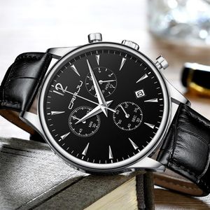 Orologi da uomo CRRJU Luxury Casual Orologio impermeabile per uomo Sport Cinturino in pelle al quarzo Orologio automatico da uomo Relogio Masculino169P