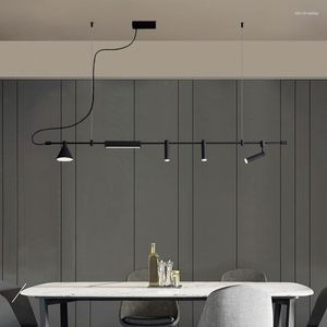 Ljuskronor ledde black metal minimalistisk ljuskrona för bar matsalare kök höjd justerbar modern hängande lampa droppe 90v-240v