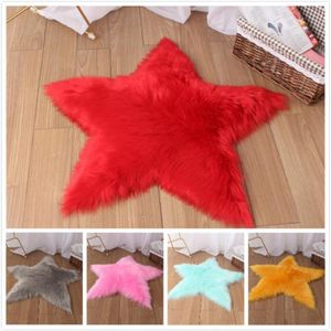 Sholisa Shaggy Shag tapetes de área de chão de pele sintética em forma de estrela 6 cm pilha de tapete fofo para assento almofada de cadeira home deco tapetes Vloerkleed 210316K