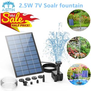 Gartendekorationen AISITIN 25 W Solar-Springbrunnenpumpe mit 6 Düsen und 1,2 m langem Wasserrohr, angetrieben für Vogelbad, Teich, andere Orte 230721