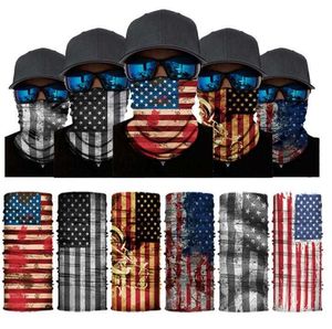 3D American Flag Seamless Magic Scarves Outdoor Neck Face Mask Sport Fishing Cycling Hunting Hiking Bandana Tube Scarf Party Masks