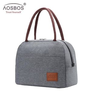 Aosbos Modische tragbare Kühl-Lunch-Tasche, thermisch isoliert, für Reisen, Lebensmittel-Tragetaschen, Lebensmittel-Picknick-Lunchbox-Tasche für Männer, Frauen, Kinder MX202778