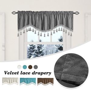 Curtain 1pc 132x46cm Velvet Short Tassels Bead Trim Valance For Kitchen Window Bedroom Shading Home Decor Drapes