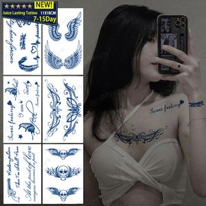 Succo Adesivo tatuaggio a lunga durata Body Art Tatuaggio temporaneo impermeabile Ali Farfalla Ragazza Tatuaggio finto cuore stile dolce freddo