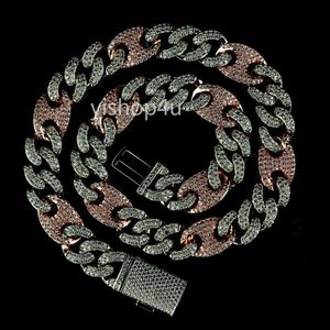 16mm Iced Out Oval Link Cuban Chain 14K Diamond ArmeletneckLace Copper Pave Cubic Zirconia Jewelry HipHop Choker 7inch-20inch273V