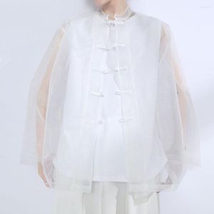 Herren-Freizeithemden, chinesischer Stil, Herren-Oberteile, Tang-Anzug, langärmelig, solide, traditionelles chinesisches Vintage-Hanfu-Hemd, Übergröße, sexy Mesh-Kleidung