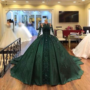 Wunderschönes langärmliges rotes Quinceanera-Kleid mit Spitzenapplikationen, Ballkleid, glitzerndes, süßes 16-jähriges Prinzessinnenkleid für 15 Jahre, Vestidos d323F