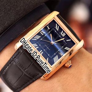 New W5200004 MC Automatic Mens Watch Rose Gold Black Texture Dial White Roma Mark Black Leather Strap Sports Watches Puretime E66a225l