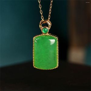 Anhänger Halsketten Vintage Grün Imitation Jadeit Halskette Schmuck Kette Für Männer Frauen