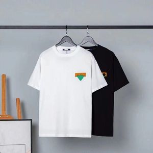 Tidvattenmärke kortärmad t-shirt herr bomullsbrev tryckt rund hals lös par mode trend kortärmad t-shirt