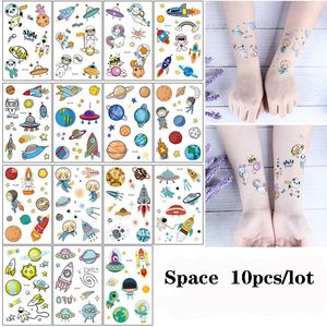 15 teile/satz Kinder Temporäre Tattoos Raum Planet Rakete Alien Gefälschte Tattoo Aufkleber Tatoo Wasserdicht Tatto Geschenk Für Junge Mädchen Kinder