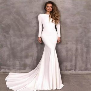 2020 Vintage Berta Mermaid Gelinlik SATIN SATIN SATIN Uzun Kollu Backless Gelinlikler Vestidos De Novia Gelinlik Özel 193d