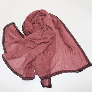 Scarves Cross-Border Linen Cotton Dirty Dyed Solid Color Lace Scarf Black Toe Cap Shawl Female One Piece Drop