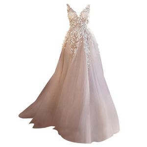 2022 Ny bröllopsklänning Fransk stil sexig djup v-hals sjal resor skytte plats havsland237d