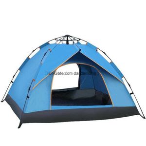 3-4 Person Family Car Camp Tält Automatisk bärbar pop-up backpacking Tents vandring camping solig skugga resande fiske strand skydd uv skydd canopy skydd