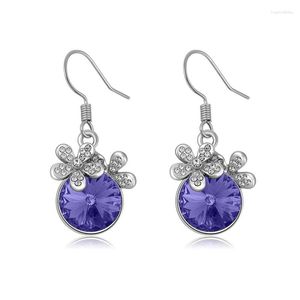 Dangle Earrings ER-00431 Genuine Austrian Crystal Jewelry For Women 2023 Allergy-free Round Flower Earring Christmas Gift Drop