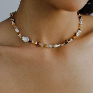 Choker tidlös undrar söt naturlig pärla sten conch halsband för kvinnliga designer smycken goth toppbanan kpop japan trendig sällsynt 4537