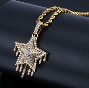 Charms Fashion Luxury Pentagram инкрустированное подвесное ожерелье циркона, подходящее для мужчин и женщин хип -хоп подарки 230721