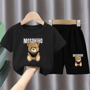 Kids Tracksuit Designer Summer Cartoon Two Piece Set Letter Print Short Sleeve T-shirt And Shorts Sets For Boys And Girls Baby Childrens Clothes