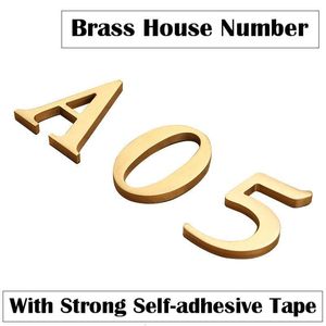 Other Home Decor Brass House Number Sticker For Apartment Metal Self Adhesive Doorplate Home Door Plaque Sign Mailbox Address Street Numbers 230721