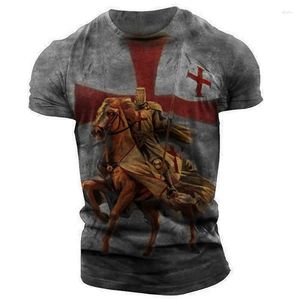 Men's T Shirts Unisex Tee Horse Templar Cross Graphic Prints 3D Print Outdoor Street Short Sleeve Apparel Vintage Sports Designer