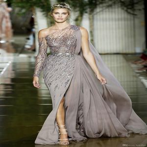 Luxury Zuhair Murad Nuovi abiti da sera 2020 Una spalla con perline Crystal High Split Side Celebrity Pageant Abiti Custom Made216o