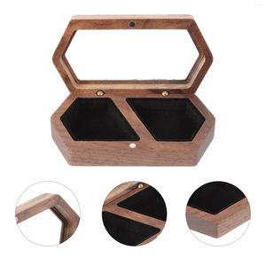 Pendant Necklaces Ring Holder Jewelry Display Case Holders Box Engagement Bride Wooden Mens Wedding Man