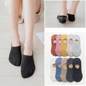 Women Socks Cotton No Show Ankle Non-slip Summer Candy Solid Color Silicone Short Fashion Cute Thin Boat