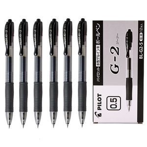 Jel Pens 12pcs/Kutu Pilot BL-G2 Geri Çekilebilir Jel Mürekkep Kalem Seti 0.38mm 05mm 07mm Uç Rulo Top Pens Konfor Kavrama Okulu Malzemeleri Pilot Kalem 230721