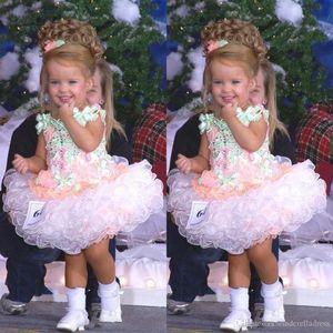 2022 Baby Miss America Girl 's Pageant Dresses Custom Made Organza Party Cupcake Flower Girl Pretty Dress for Little Kid2515