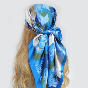 Halsdukar Silk Square Scarf Women Satin Shawl Wrap Hijab Female Hair Band Wrist Luxury Huvudduk 90 90 cm Echarpe 2023 Bandana