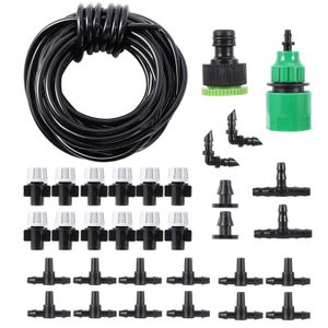 Sprayers 1 Set Fog Nozzles irrigation system Portable Misting Automatic Watering 10m Garden hose Spray head with 47mm tee and connector 230721