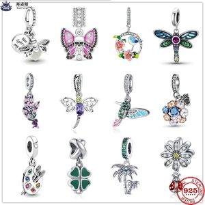 925er-Sterlingsilber-Charm mit Libellen-Anhänger, baumelnde Perle für Pandora-Charms, authentische 925er-Silberperlen