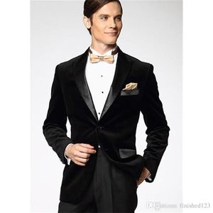 Stylowy design Tuxedos Dwa guziki czarny aksamitowy szczyt klapy Groomsmen Suit męski garnitury ślubne spodnie krawat nr8292d