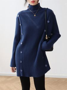 QNPQYX新しい秋の新しいタートルネックプルオーバールーズロングセーター冬のソリッドカラーレジャー韓国ファッション特大のセーターの女性