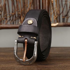 Belts 3.8CM Thickened Pure Cowhide High Quality Genuine Leather For Men Strap Male Stainless Steel Buckle Jeans Cowboy Cintos