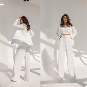 Summer White Mother of the Bride Pants Suit Women Ladies Formal Evening Party Tuxedos Work Wear For Wedding 2 pcs215w
