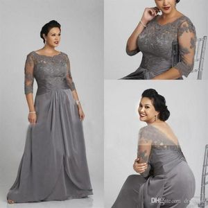 Plus Size Grey Mother of The Bride Dress Formal Wear Half Sleeve Evening Party Suit Gowns Formal Custom184W