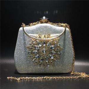 Women Clutch Handbag Wedding Bridal Evening Bags Crystal Flower Sunflower Rhinestone Purse Bag3103