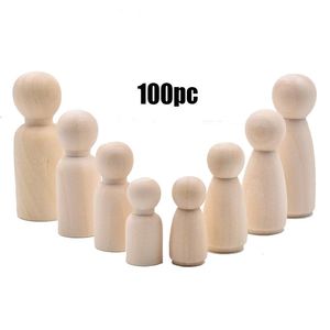 Crafts 100pc Wooden Crafts 35mm/43mm Diy Handmade Home Decoration Wood Toys Christmas Gift Educational Maple Teether Peg Doll