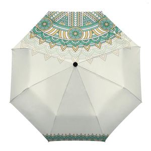 Guarda-chuva Mandala Padrão Étnico Retro Grande Guarda-sol Totalmente Automático Dobrável Oito Fios Para Adultos Chuva